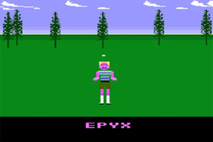 Captura de pantalla de un evento en California Games (1987) de Epyx, demostrando lo que 10 años de experiencia en el mismo sistema pueden generar.